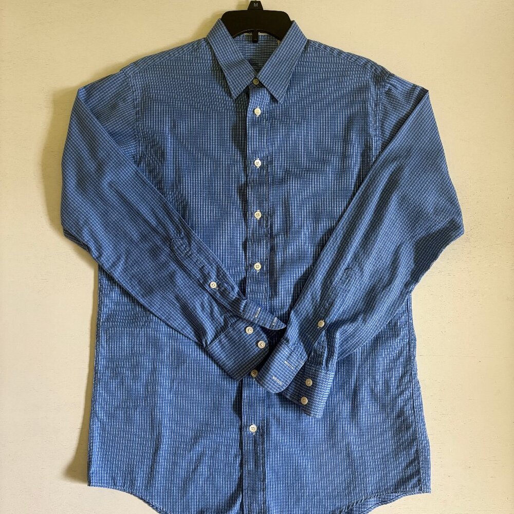 Burberry Blue Plaid Button Down Sport Shirt